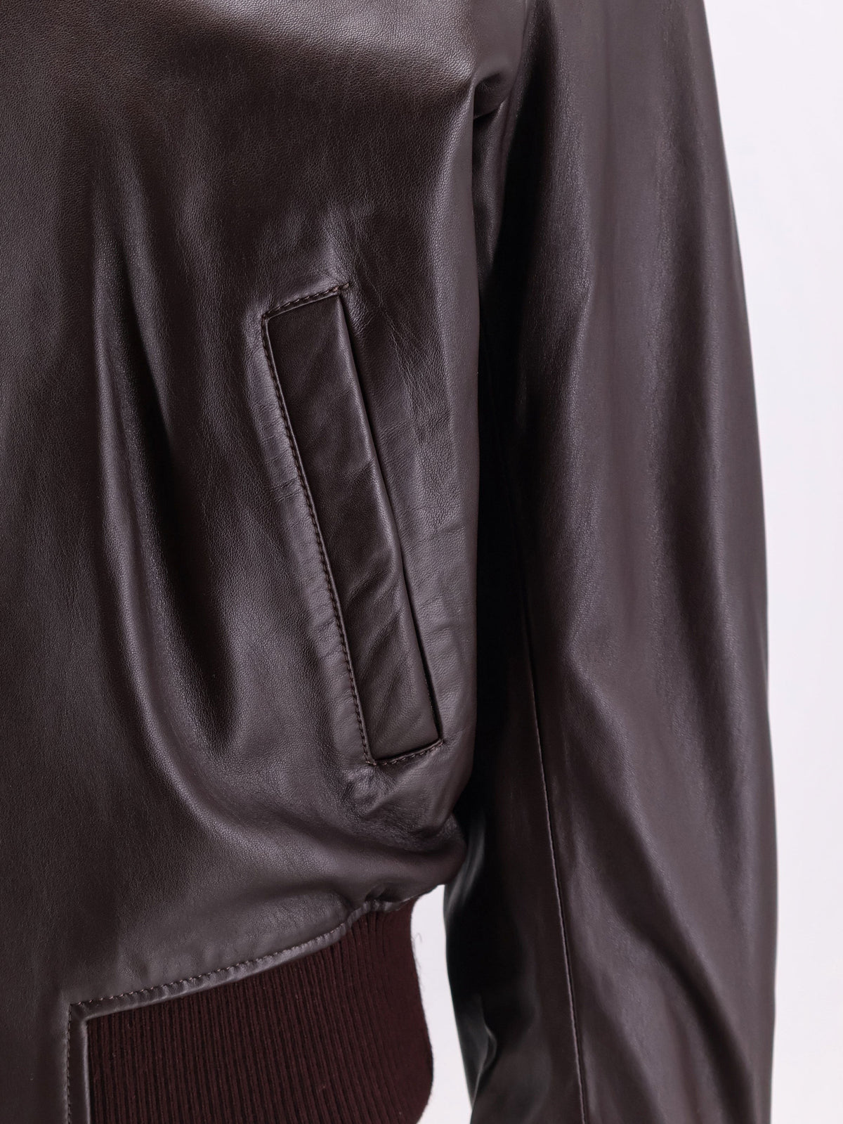 Ami Paris Men's Bordeaux Leather Jacket Pink
