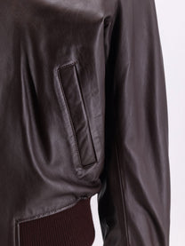 Ami Paris Men's Bordeaux Leather Jacket Pink