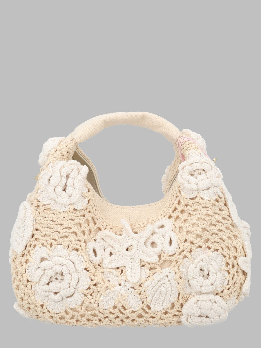 Ganni Women's Borsa Hobo Mini in Crochet Beige