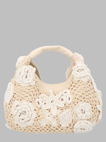 Ganni Women's Borsa Hobo Mini in Crochet Beige