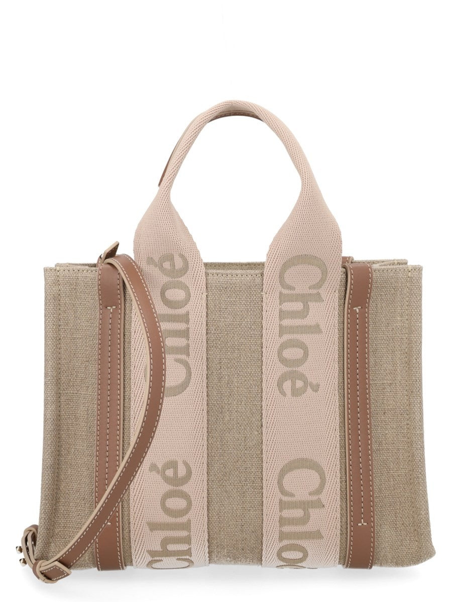 Chloé Women's Borsa Tote Woody Small Beige