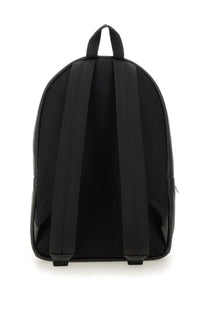 Boss men’s backpack black with mesh back panel and padded shoulder straps shown from the back side