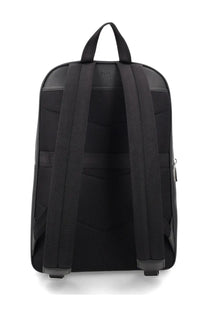 BOSS men’s backpack Daxter black with sleek minimalist design and durable fabric straps shown from the back side