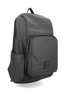 Dark gray hugo boss men’s backpack with sleek minimalist design and subtle branding patch for everyday use