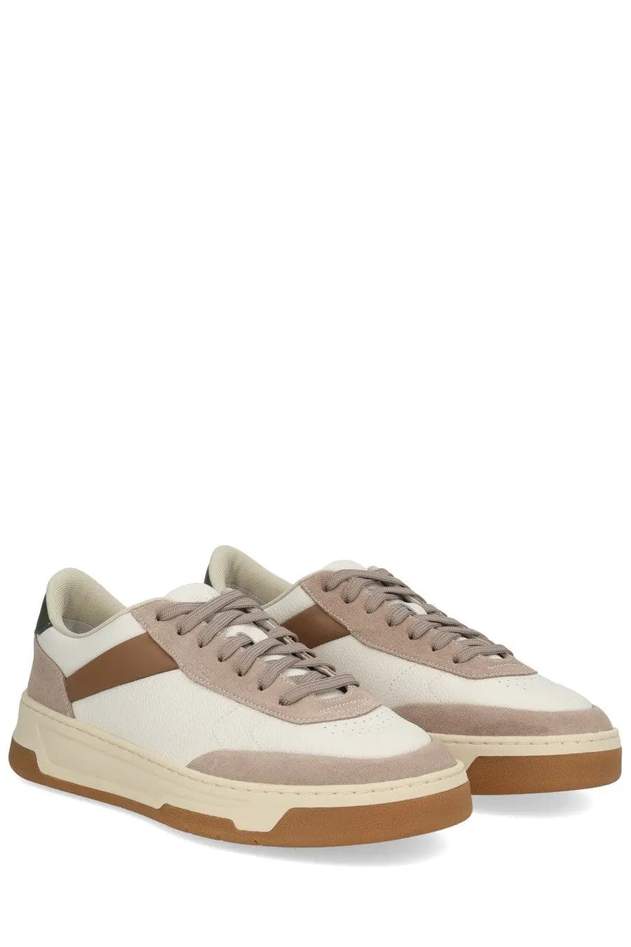 BOSS men’s Baltimore Tenn sneaker beige low-top suede shoe with chunky rubber sole and brown accents