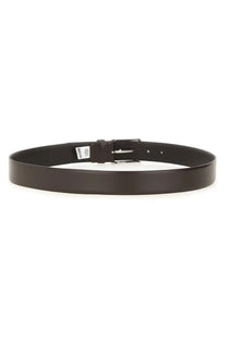 Boss men’s black leather belt with silver-toned buckle for formal and casual wear