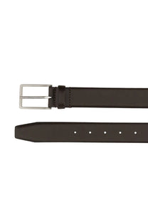 Boss men’s belt brown black leather with silver toned buckle for stylish and durable wear