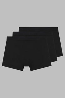Black boss men’s boxer con briefs neatly stacked showing soft cotton fabric and sleek design