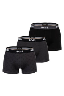 BOSS men’s black boxer briefs with multicolor subtle pattern and branded waistband for comfortable daily wear