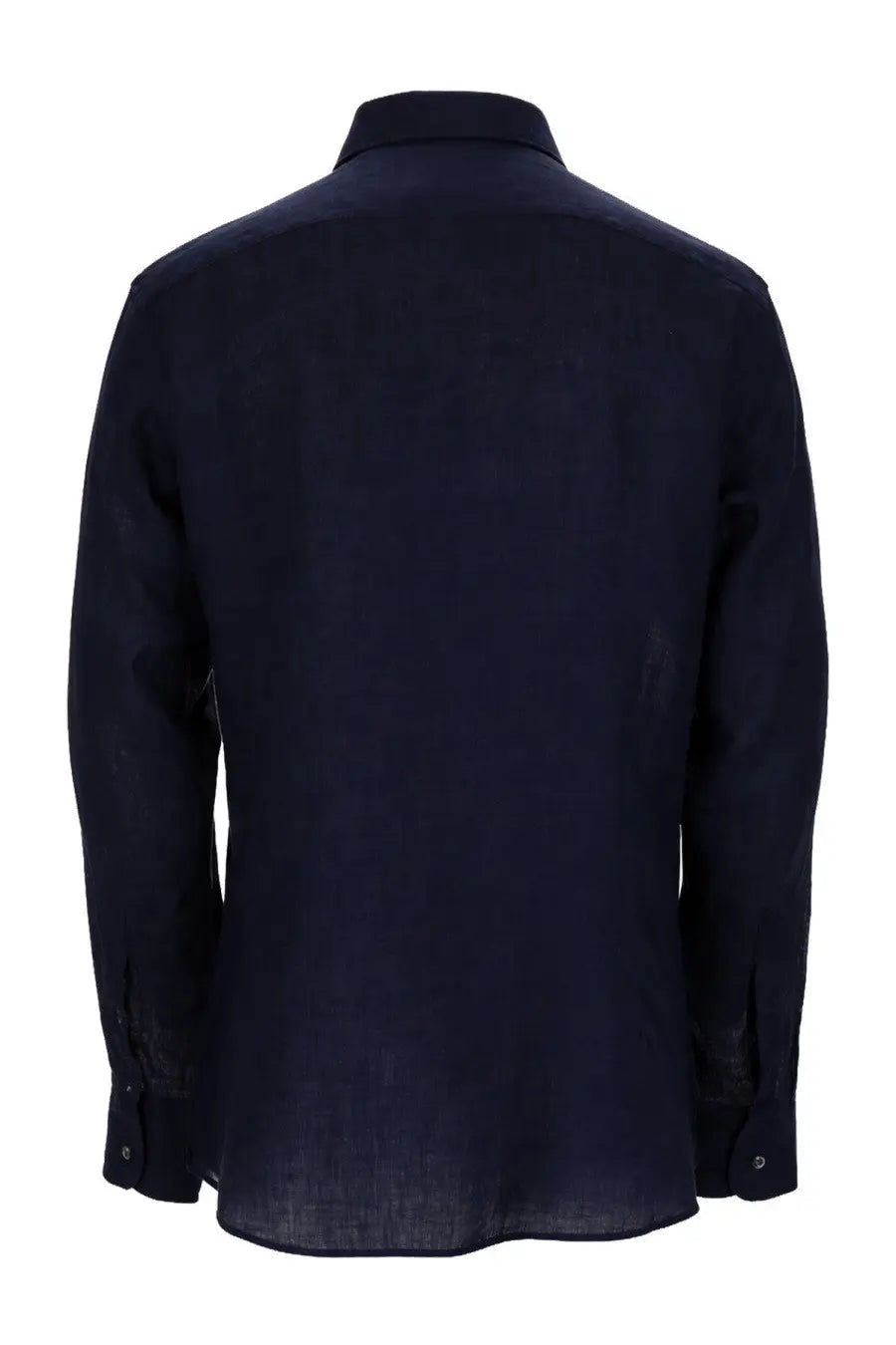 BOSS men’s navy linen shirt with subtle textured weave and classic collar in blue for stylish casual wear