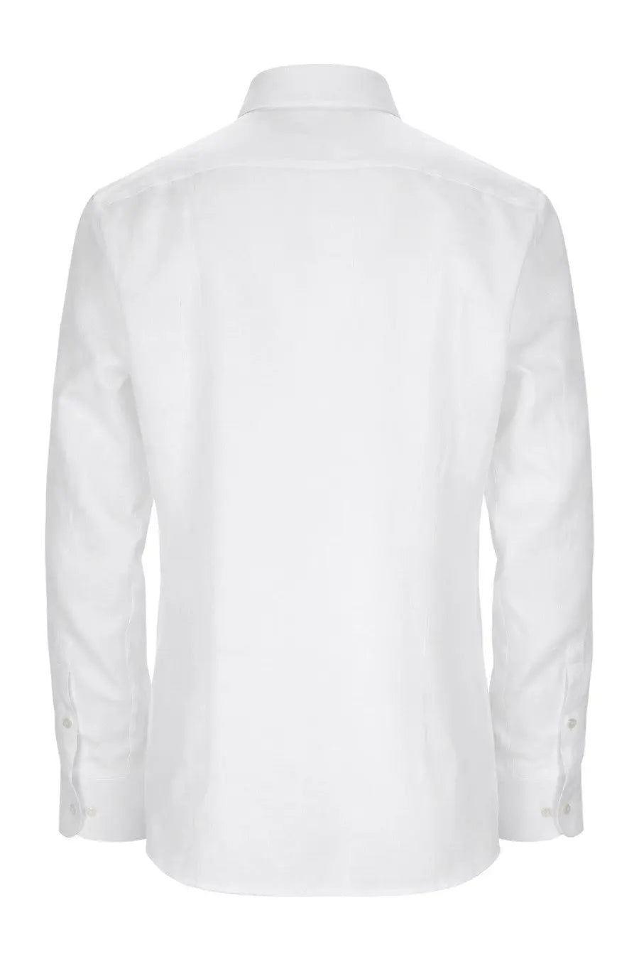 BOSS men’s camicia in lino white dress shirt with crisp tailored fit classic buttoned cuffs in white linen