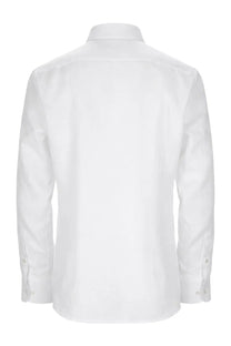 BOSS men’s camicia in lino white dress shirt with crisp tailored fit classic buttoned cuffs in white linen