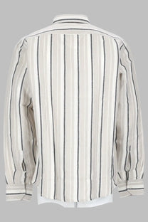 BOSS men’s camicia ricoplus grey crisp white and black vertically striped long-sleeved button-up shirt with classic collar