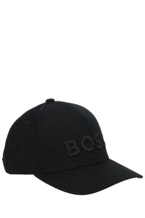 Boss men’s cappello da baseball black cotton cap with embossed boss logo in matching dark tone
