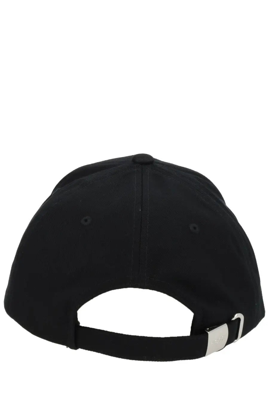Boss men’s cappello da baseball in cotone black showing back with silver-toned adjustable strap buckle
