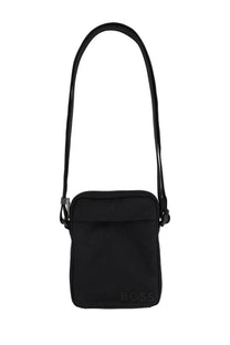 Black boss men’s catch shoulder bag with sleek minimalist design and durable fabric crossbody style