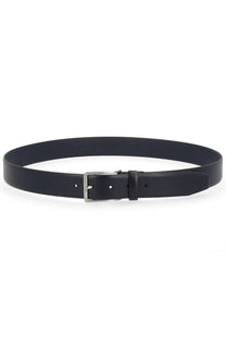 Boss men’s black leather belt with silver toned buckle for formal and casual wear