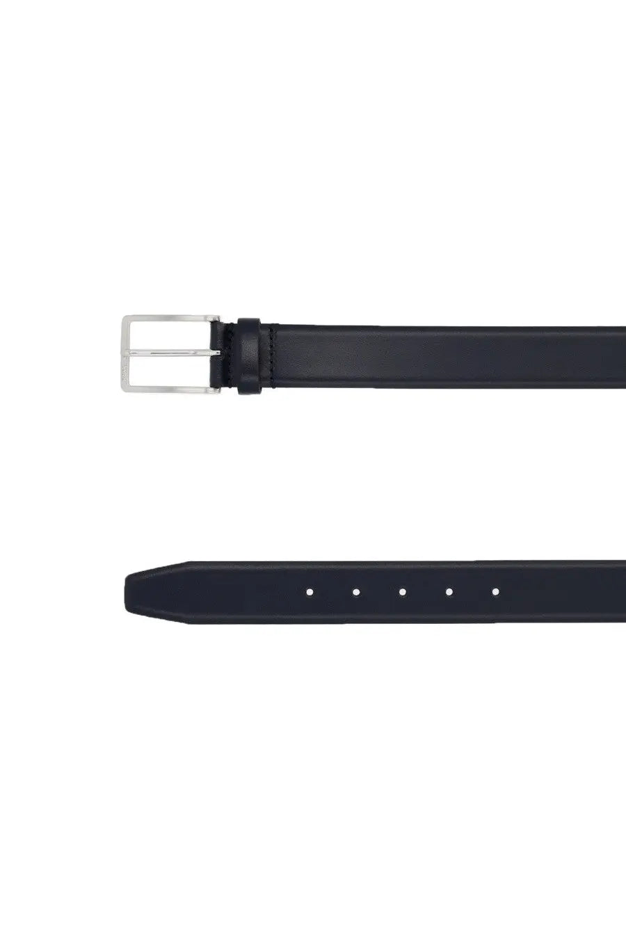 BOSS men’s black leather belt with silver toned buckle stylish accessory for formal and casual wear