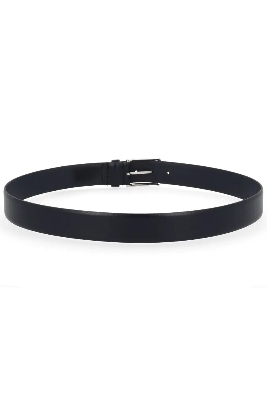 Boss men’s leather belt in black with a sleek silver-toned buckle for a stylish and classic look
