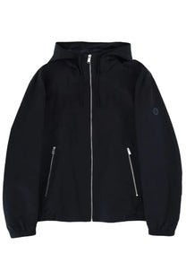 Boss men’s cireno black hooded jacket with silver zippers and subtle logo patch on sleeve for casual wear