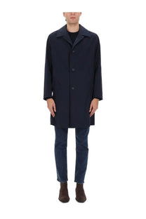 BOSS men’s Clark coat blue navy wool overcoat with notched lapels and button closure for stylish cold weather wear