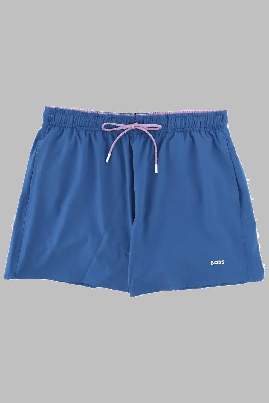 Boss men’s costume da bagno con blue swim trunks with light purple drawstring and subtle white side detailing