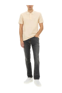 Boss men’s cotton polo shirt cream color with classic collar short sleeves and subtle stitching details