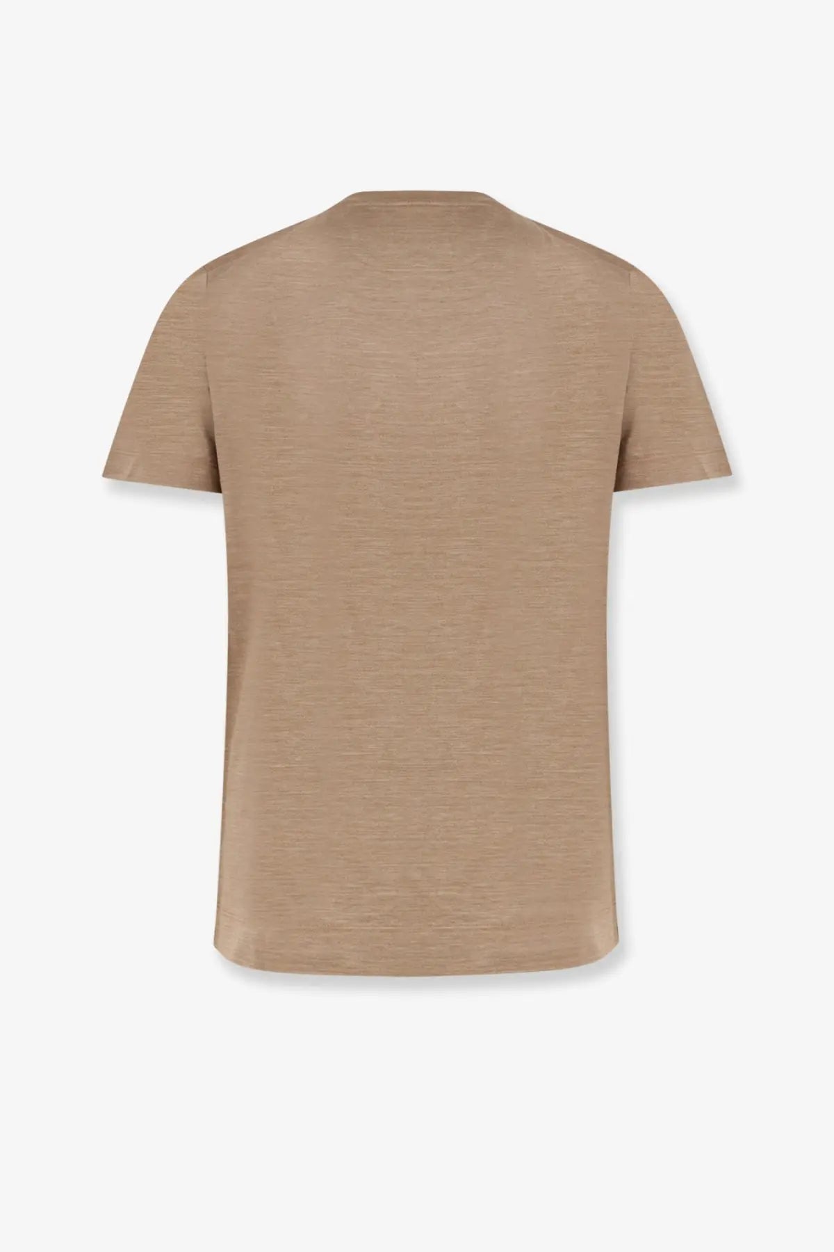 Beige short-sleeved t-shirt with subtle textured weave from boss made of cotton and silk in brown tone