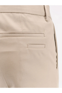 Beige BOSS men’s cotton and silk chino trousers with subtle woven texture and clean tailored stitching
