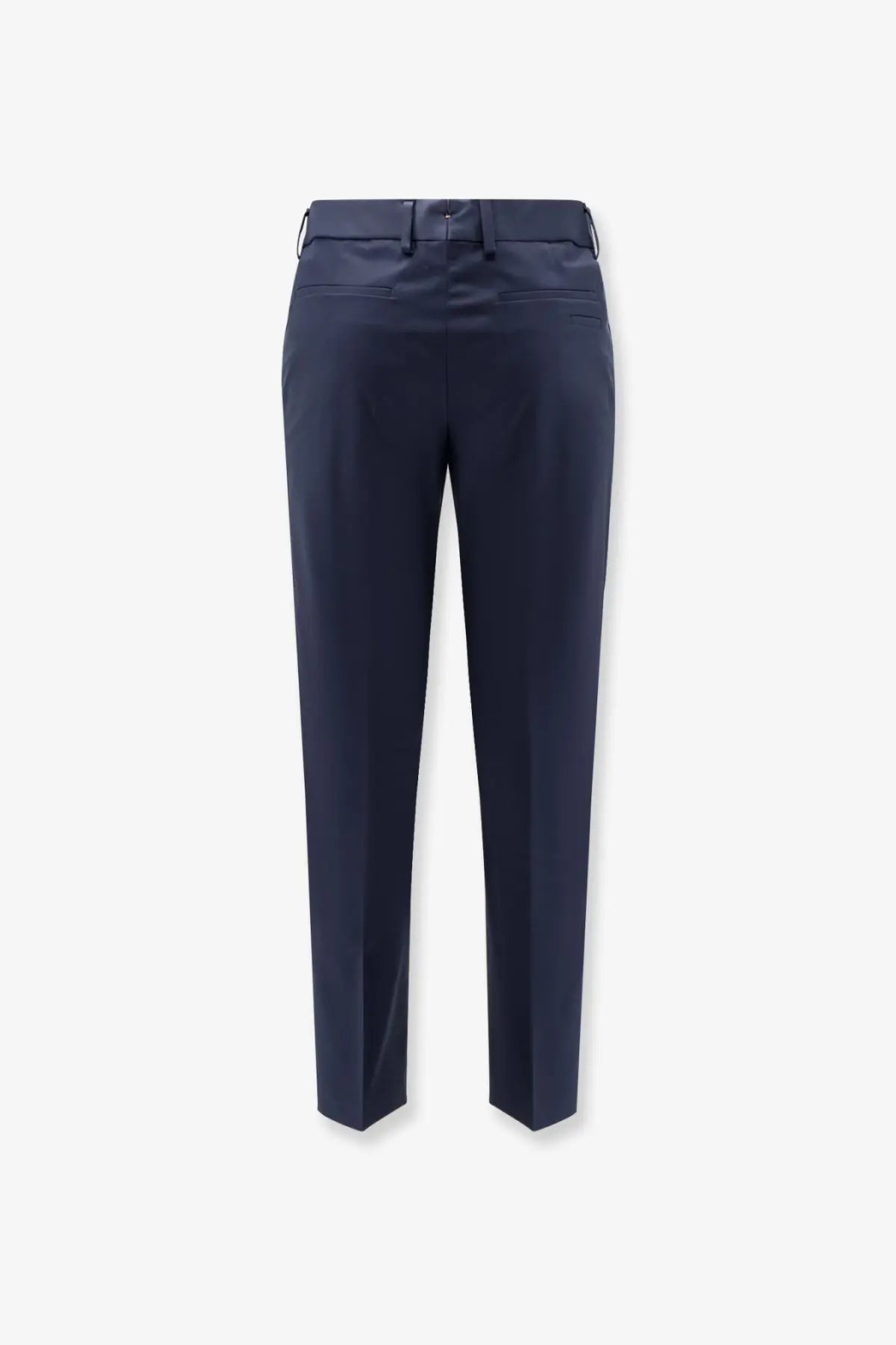 Navy blue BOSS men’s tailored cotton and silk trousers with a sleek straight-leg cut and subtle creases