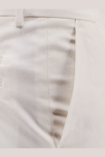 BOSS men’s white cotton and silk trousers with a clean tailored fit and subtle stitching details