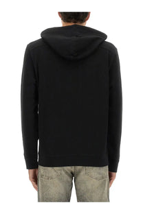 BOSS men’s black cotton sweatshirt with smooth solid fabric and subtle seam detailing on the front side