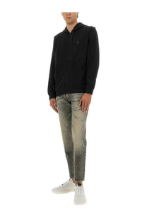 BOSS men’s black cotton zip-up hoodie with subtle chest logo ideal for casual wear