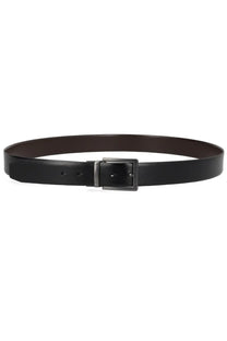 BOSS men’s Gifflet black leather belt with a matte-finished metal buckle for stylish everyday wear