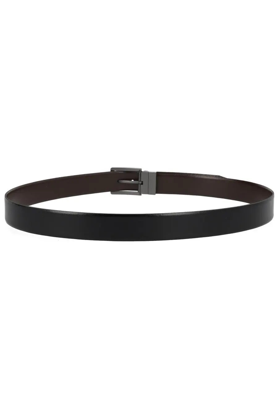 Boss men’s gifflet belt black featuring a black leather strap and sleek matte finished metal buckle