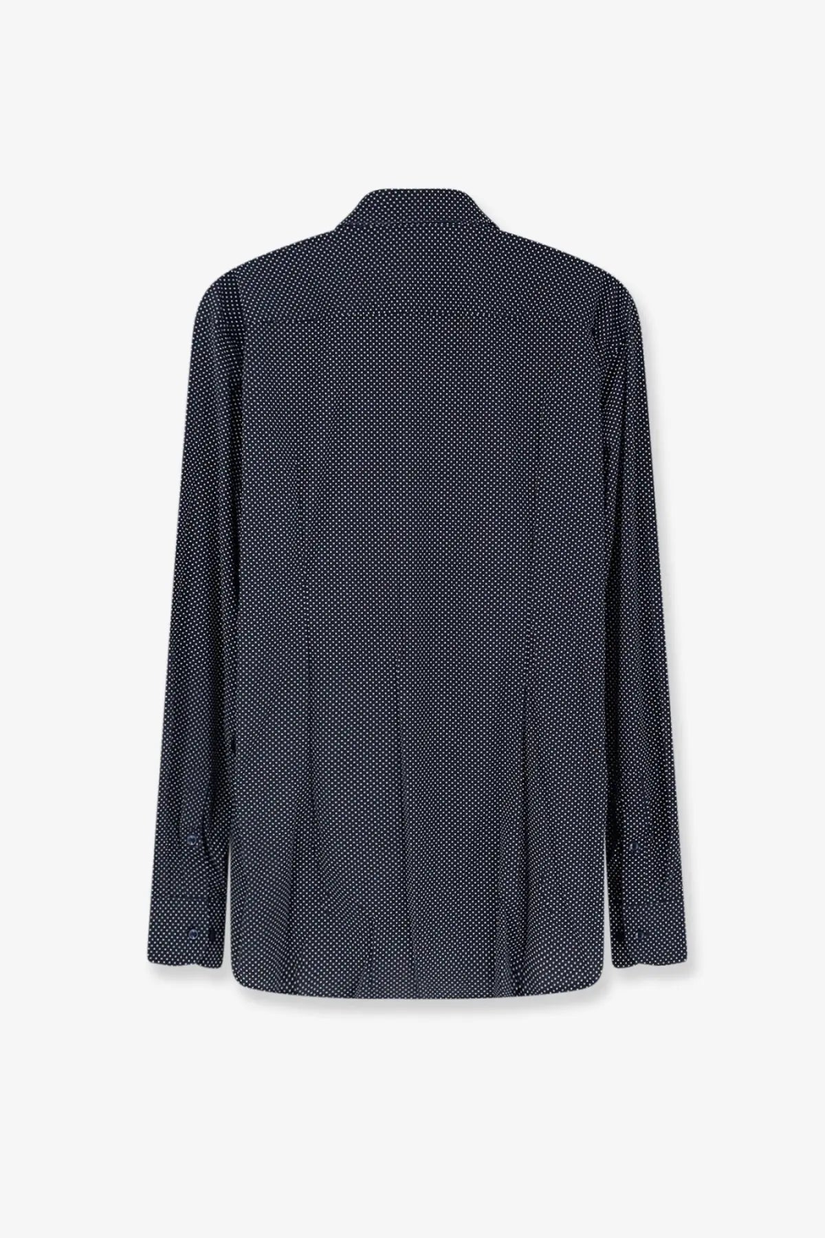 Boss men’s hank jersey shirt blue navy long-sleeved button-up with subtle white polka dot pattern