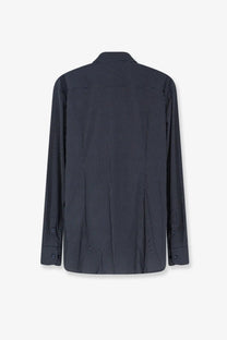 Boss men’s hank jersey shirt blue navy long-sleeved button-up with subtle white polka dot pattern
