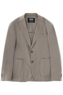 BOSS men’s hanry blazer grey with a sleek tailored fit and subtle beige texture for formal wear
