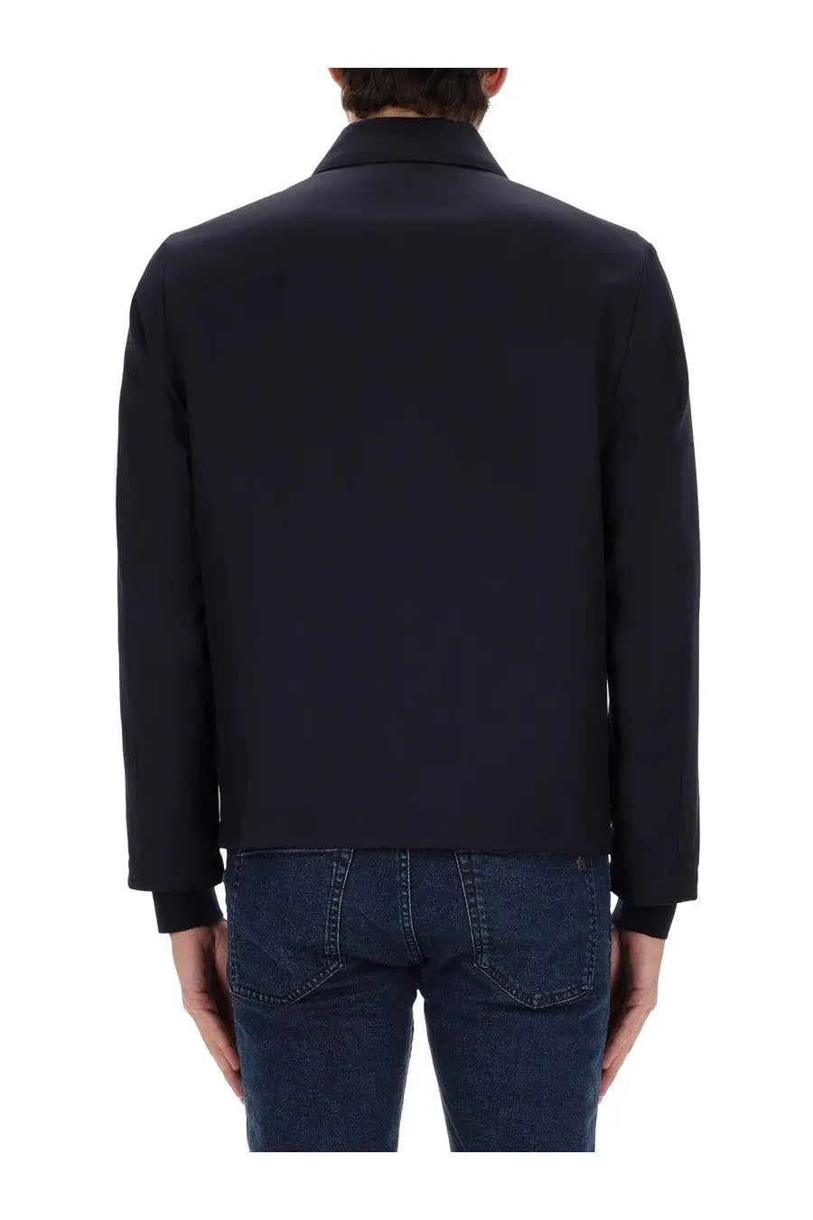Black tailored jacket with structured collar and long sleeves from BOSS men’s Hanry Wing Jacket blue collection