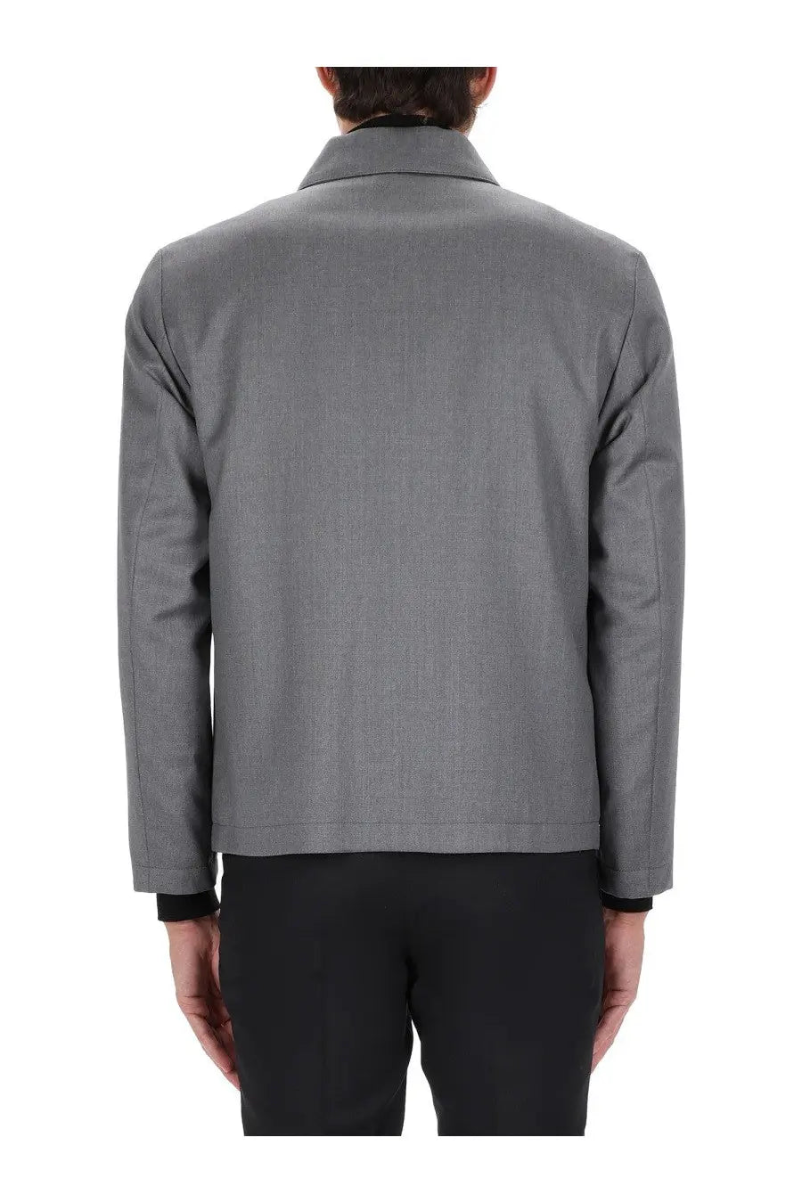 Boss men’s hanry wing jacket grey charcoal-gray wool-blend blazer with subtle textured weave and notched collar