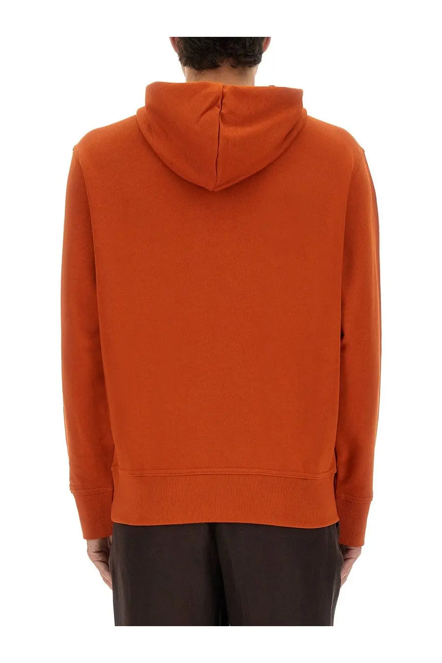 BOSS men’s orange hooded sweatshirt with ribbed cuffs and hem made from comfortable fabric for casual wear
