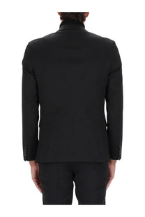 Boss men’s houston blazer black tailored suit jacket with subtle texture and structured shoulders