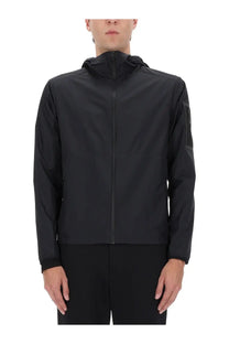 BOSS men’s black hooded jacket Airnix with sleek minimalist design and subtle branding on the sleeve