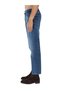 BOSS men’s jeans Maine blue straight-leg blue denim jeans with classic five-pocket design front view