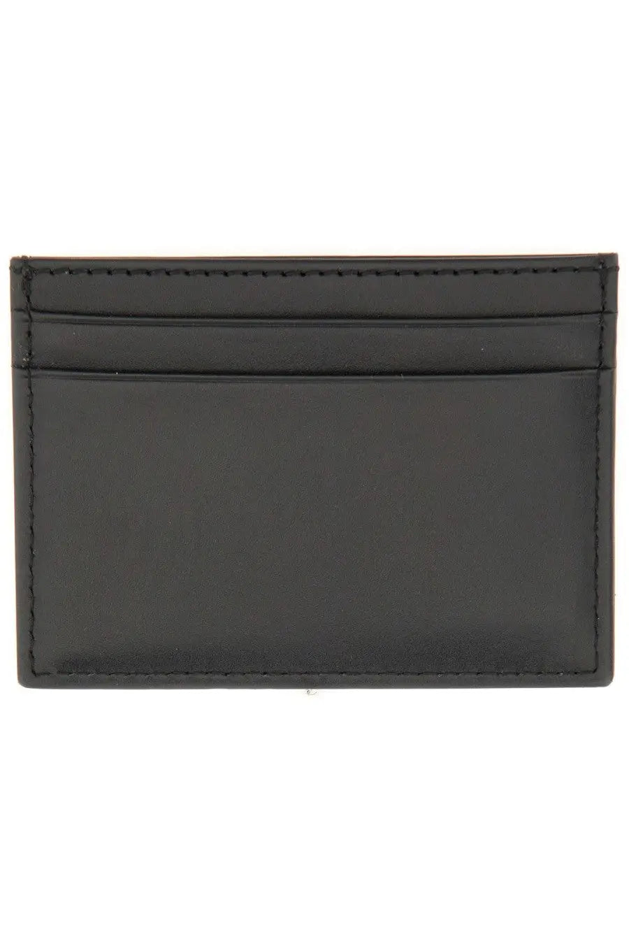BOSS men’s black leather card holder with precise stitching and minimalist design for stylish organization