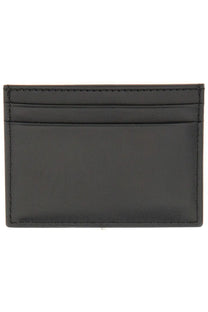 BOSS men’s black leather card holder with precise stitching and minimalist design for stylish organization