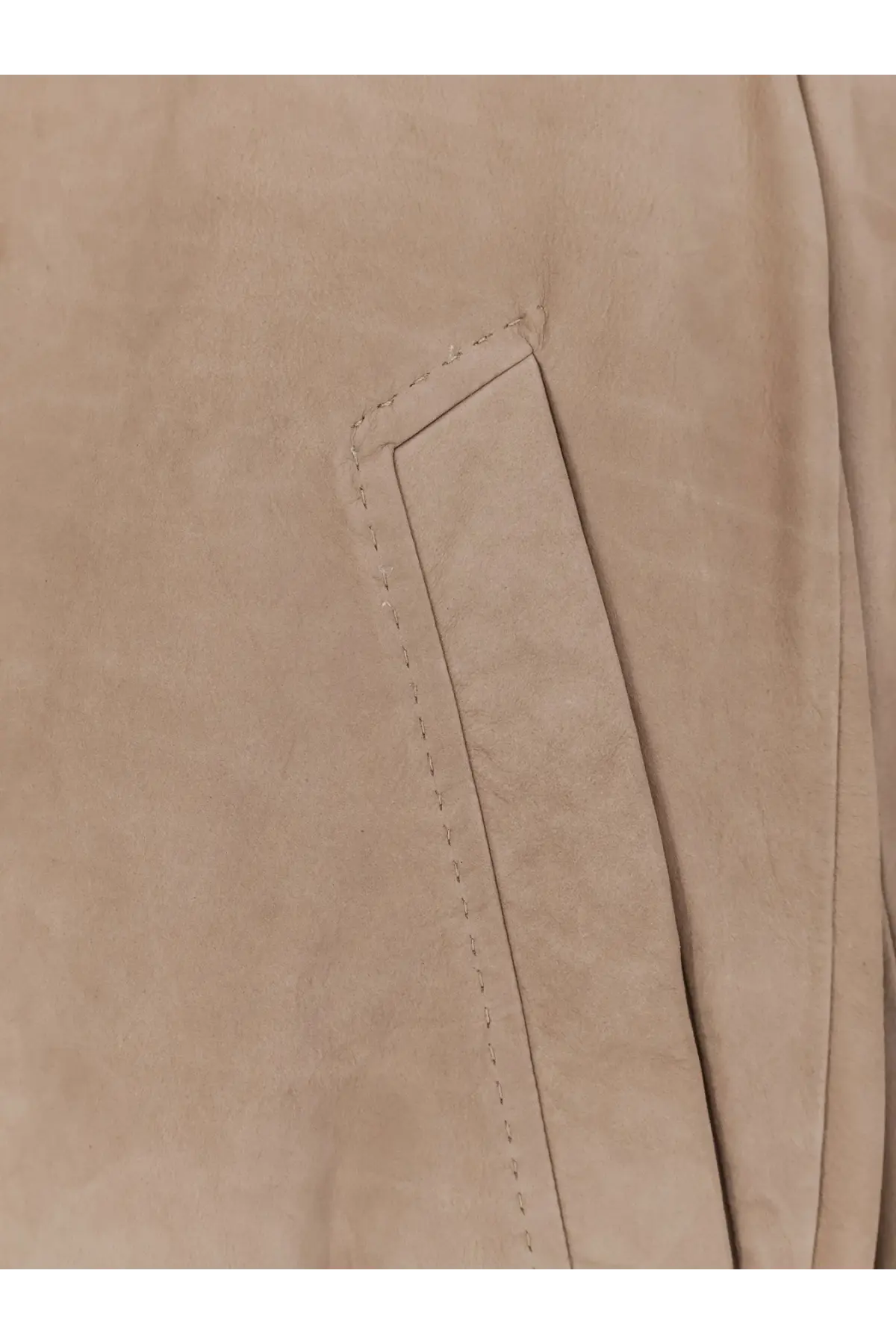 Boss men’s leather jacket beige featuring a beige suede pocket with neat matching stitching along the edges