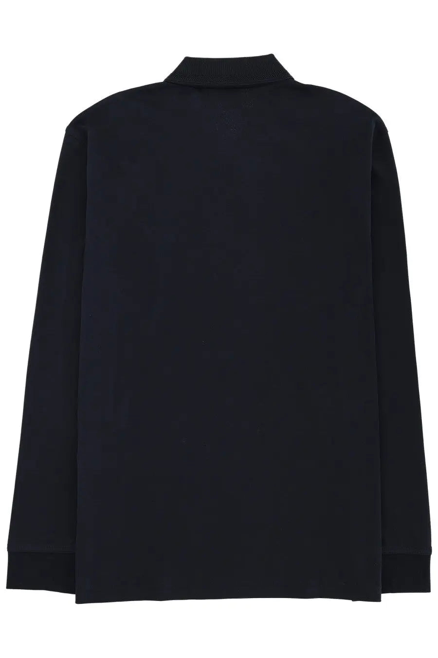 Boss men’s long sleeved black polo shirt with ribbed collar and cuffs made from soft cotton blend