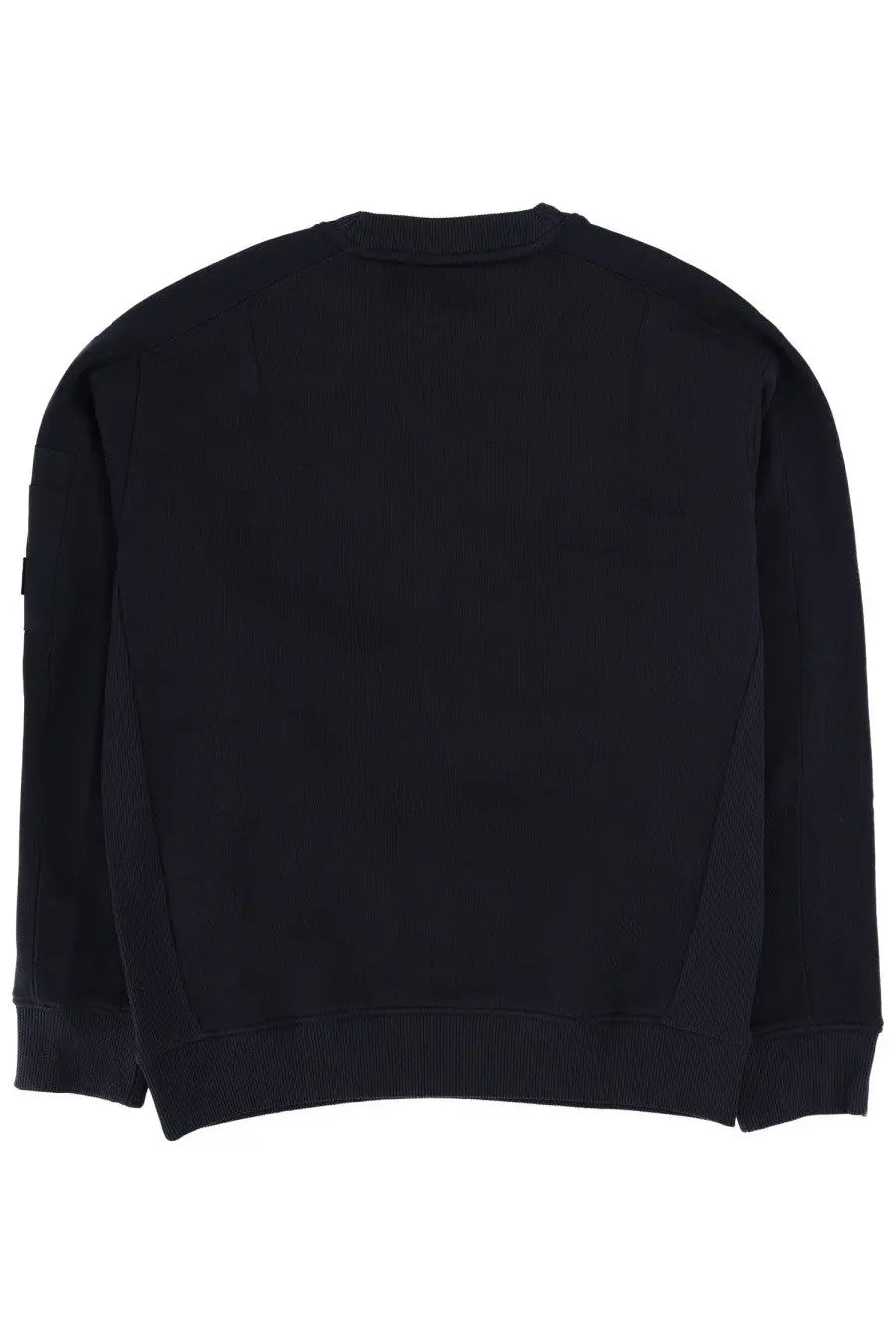 Black BOSS men’s crewneck sweatshirt with ribbed cuffs and hem in cotton blend fabric for casual wear
