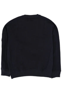 Black BOSS men’s crewneck sweatshirt with ribbed cuffs and hem in cotton blend fabric for casual wear